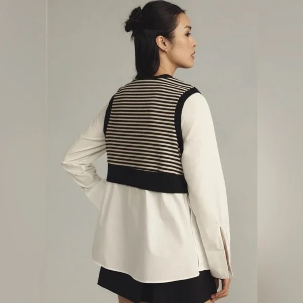 Maeve Black and White Button Down Shirt - Picture 9 of 12